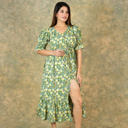 Emerald Blossom Maxi Dress