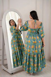 Syahi Halterneck Floral Maxi Dress
