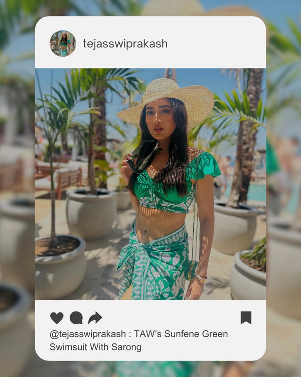 Sunfene Green Swimsuit with Sarong