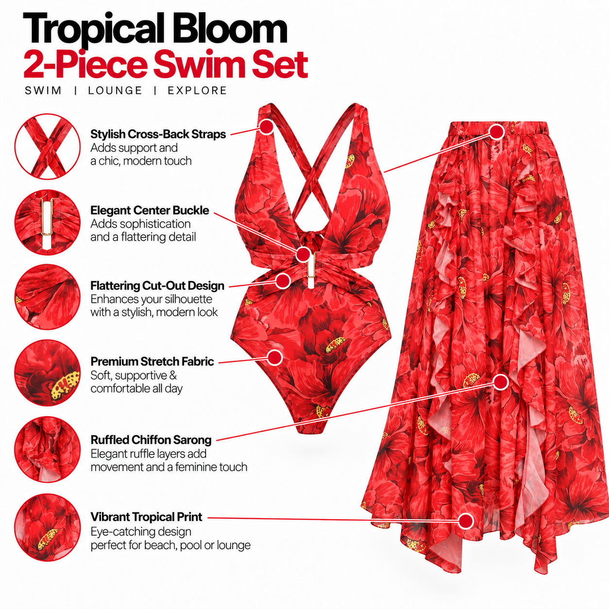 Hibiscus - Monkini & skirt set