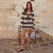 Wave-Pattern Beach Cover-Up Dress