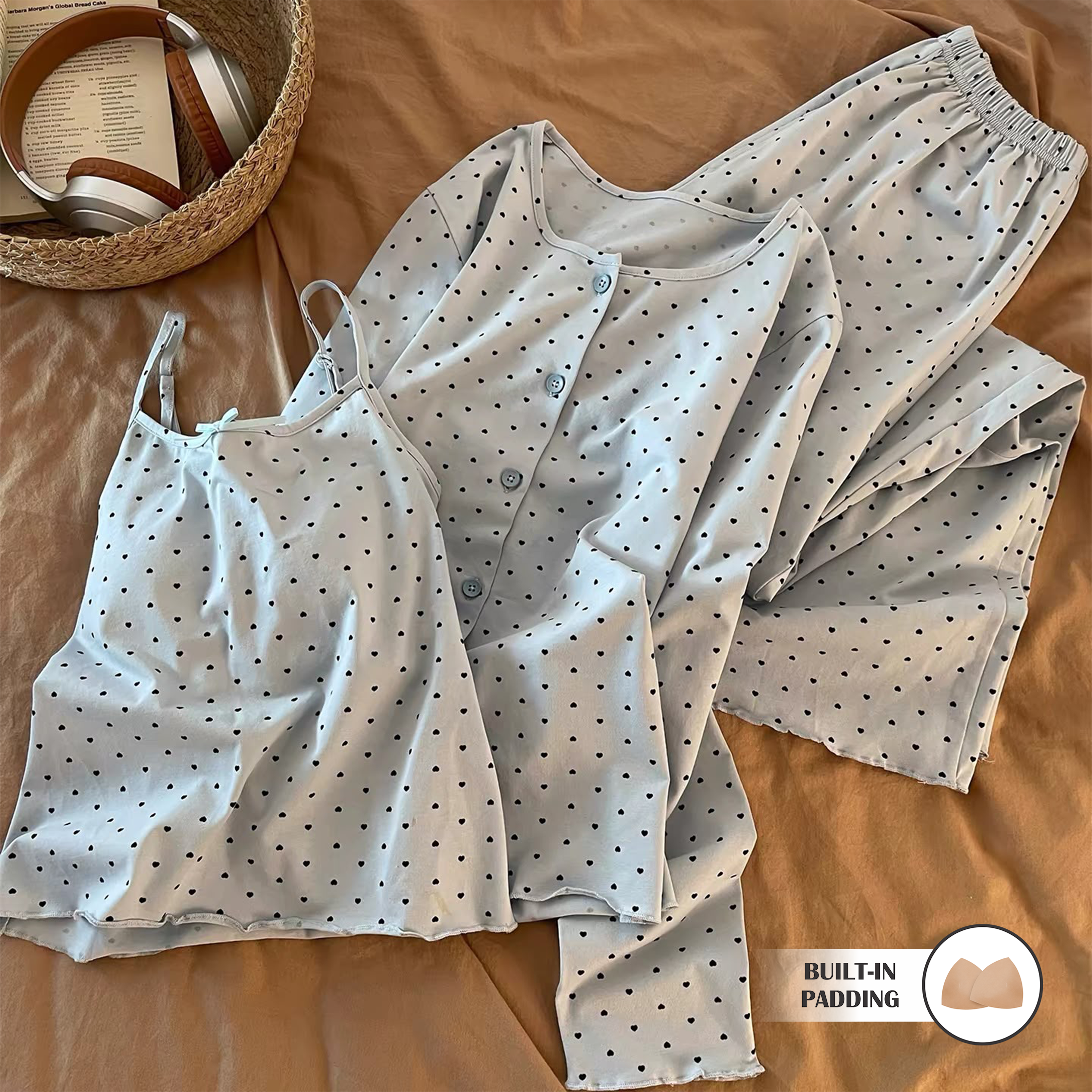 Blue Confetti padded Nightsuit - 3pc set