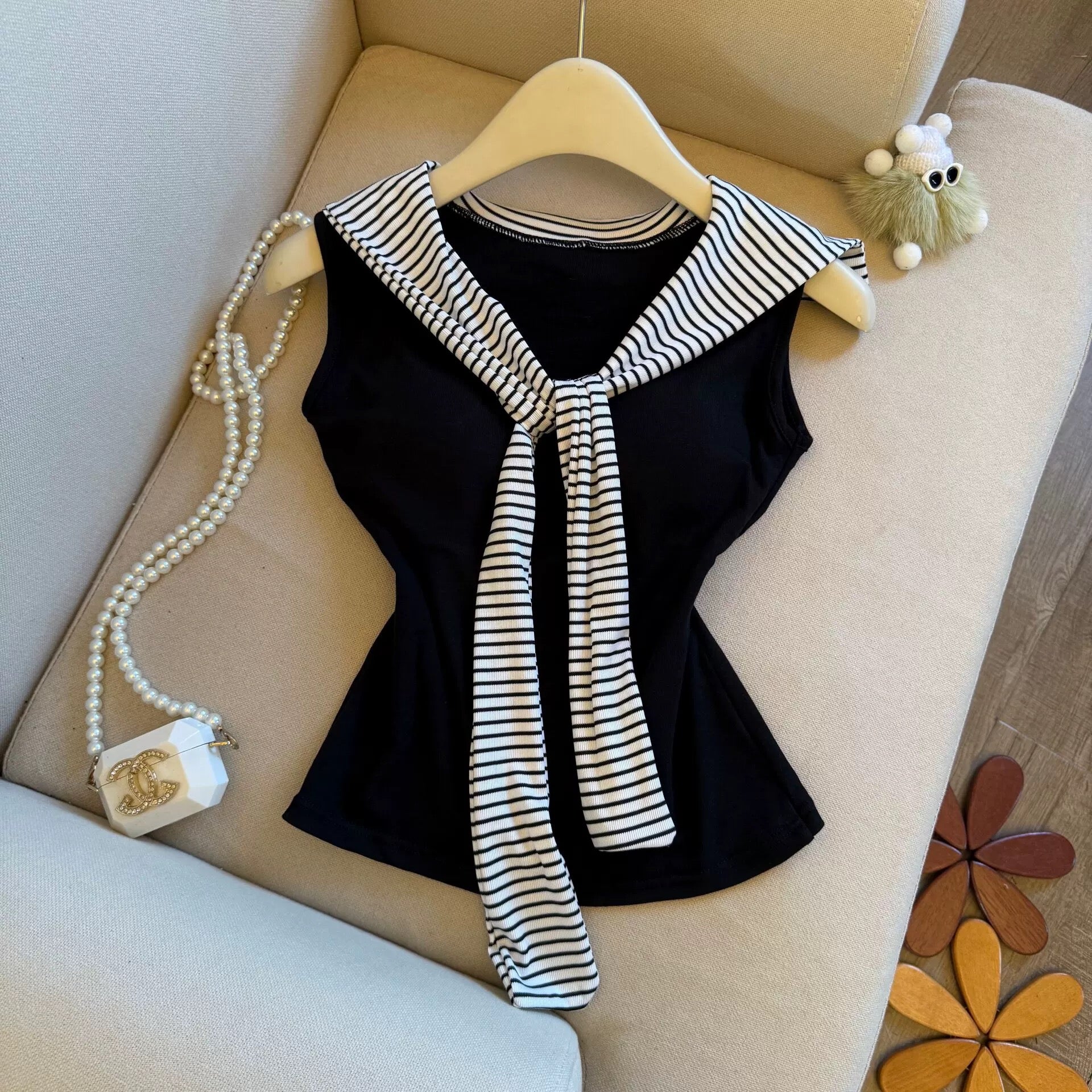 Sailor Chic Built-in Bra Top