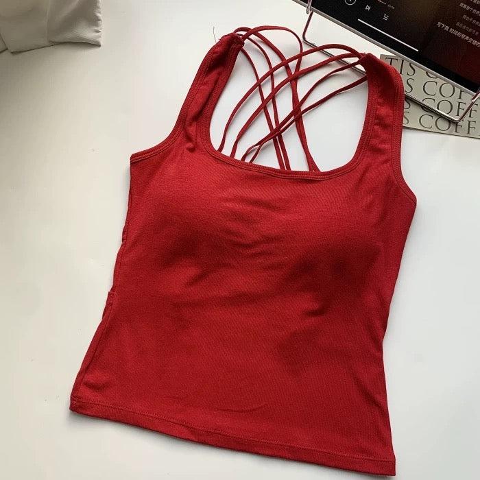 Infinity Strap Built-In Bra Tank Top