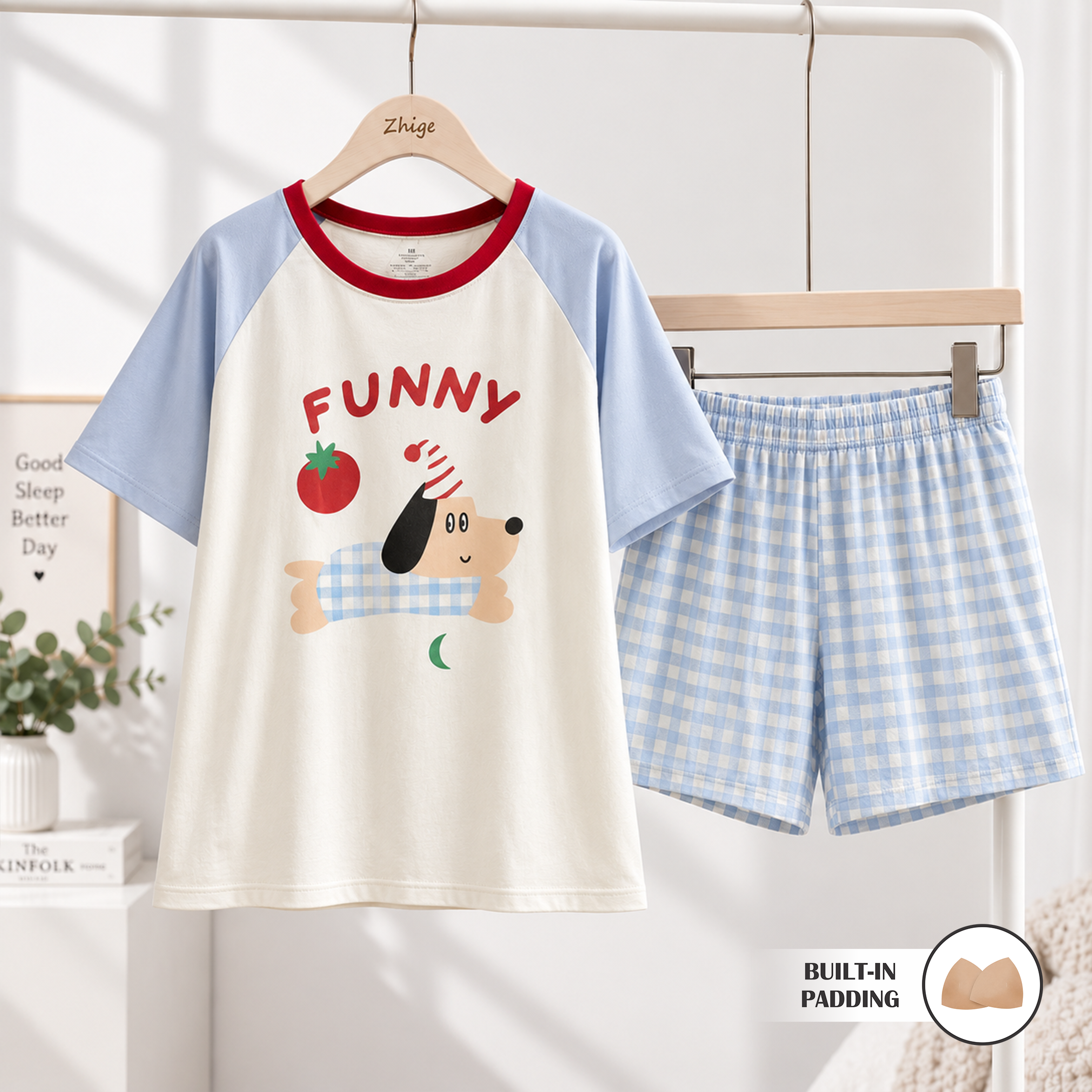 Bichon Summer Checks Padded Nightsuit Set