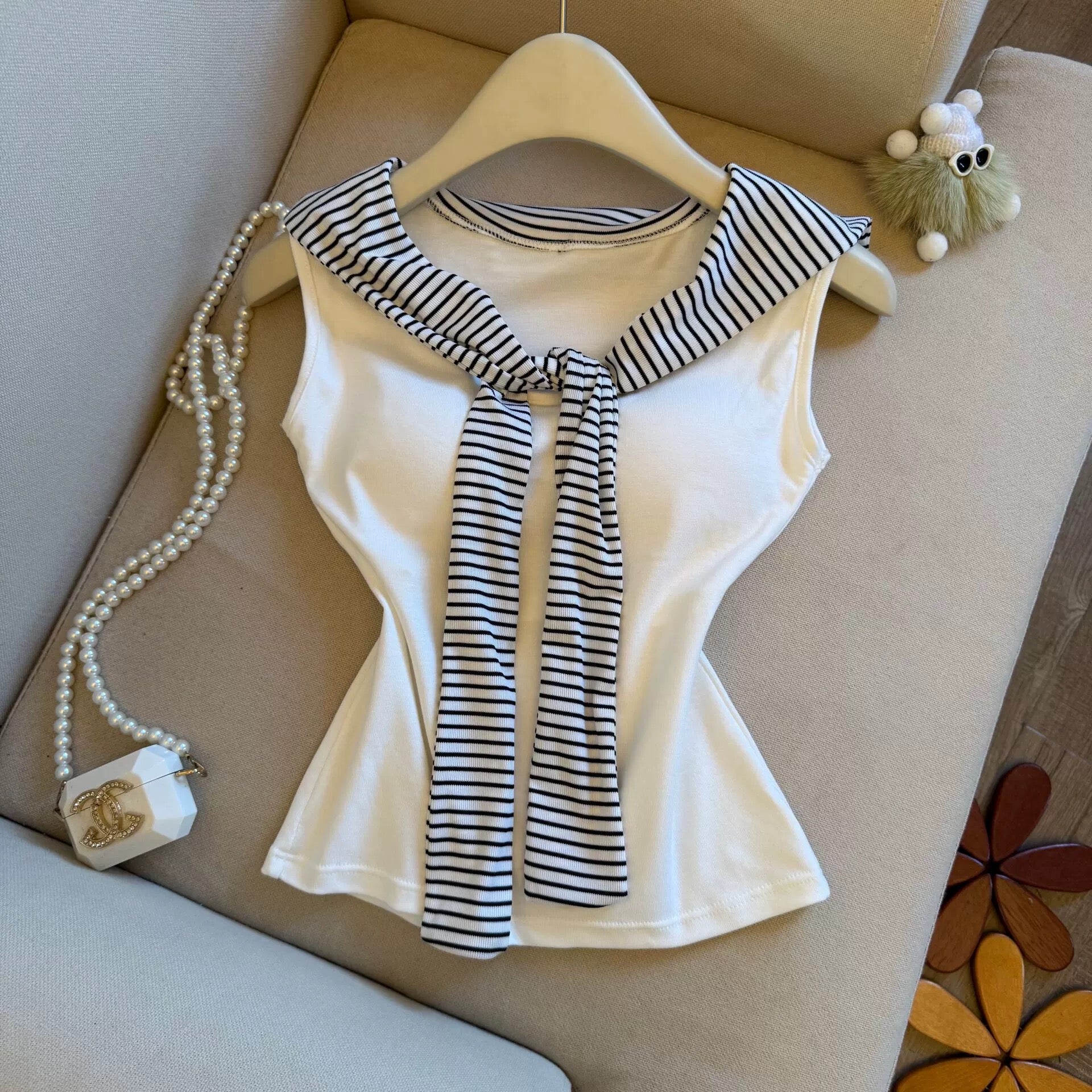 Sailor Chic Built-in Bra Top