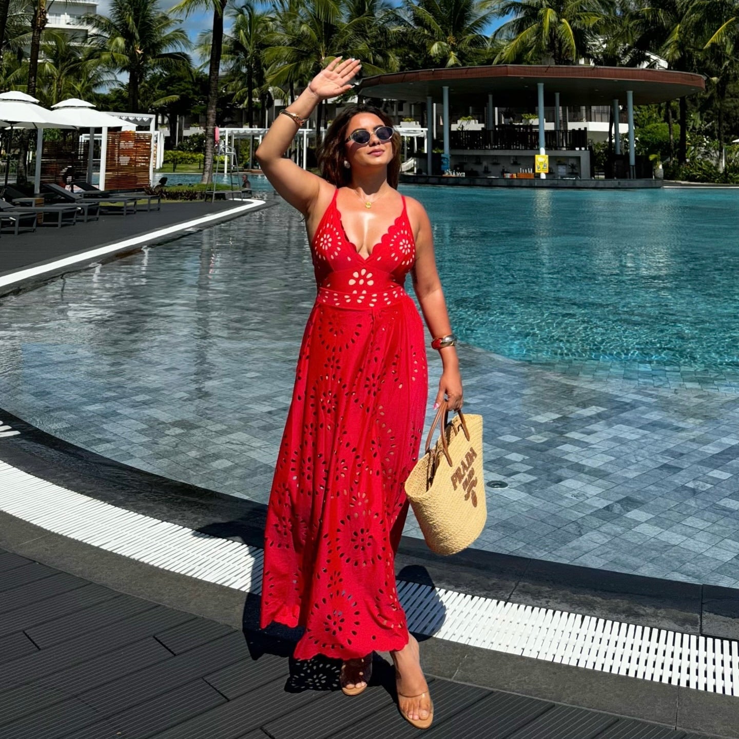 Red Cut-Out Monokini with Skirt Set