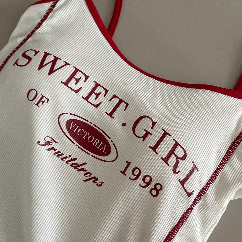 Retro Graphic Built-In Bra Tank Top