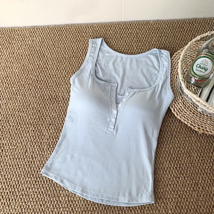 Retro Chic Built-in Bra Tank Top