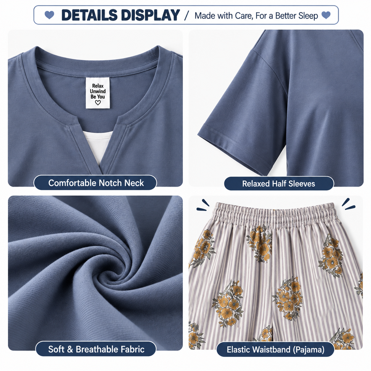 Garden Stripe Padded Nightsuit Set