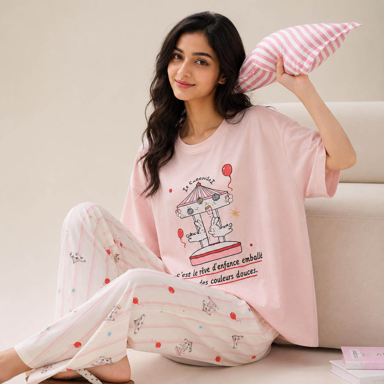 Whimsical Carousel Padded Nightsuit Set