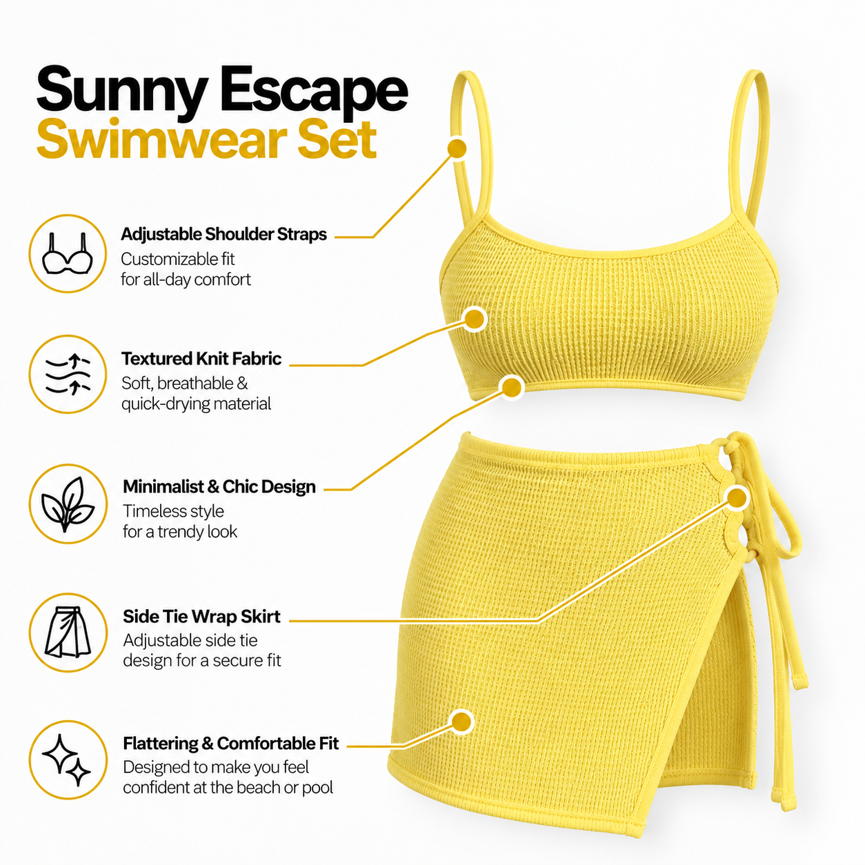 Neon Bombshell Swimsuit -3Pc Set