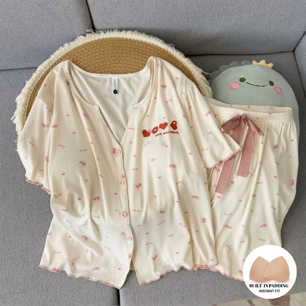 Pastel Bow Dream Padded Nightsuit Set