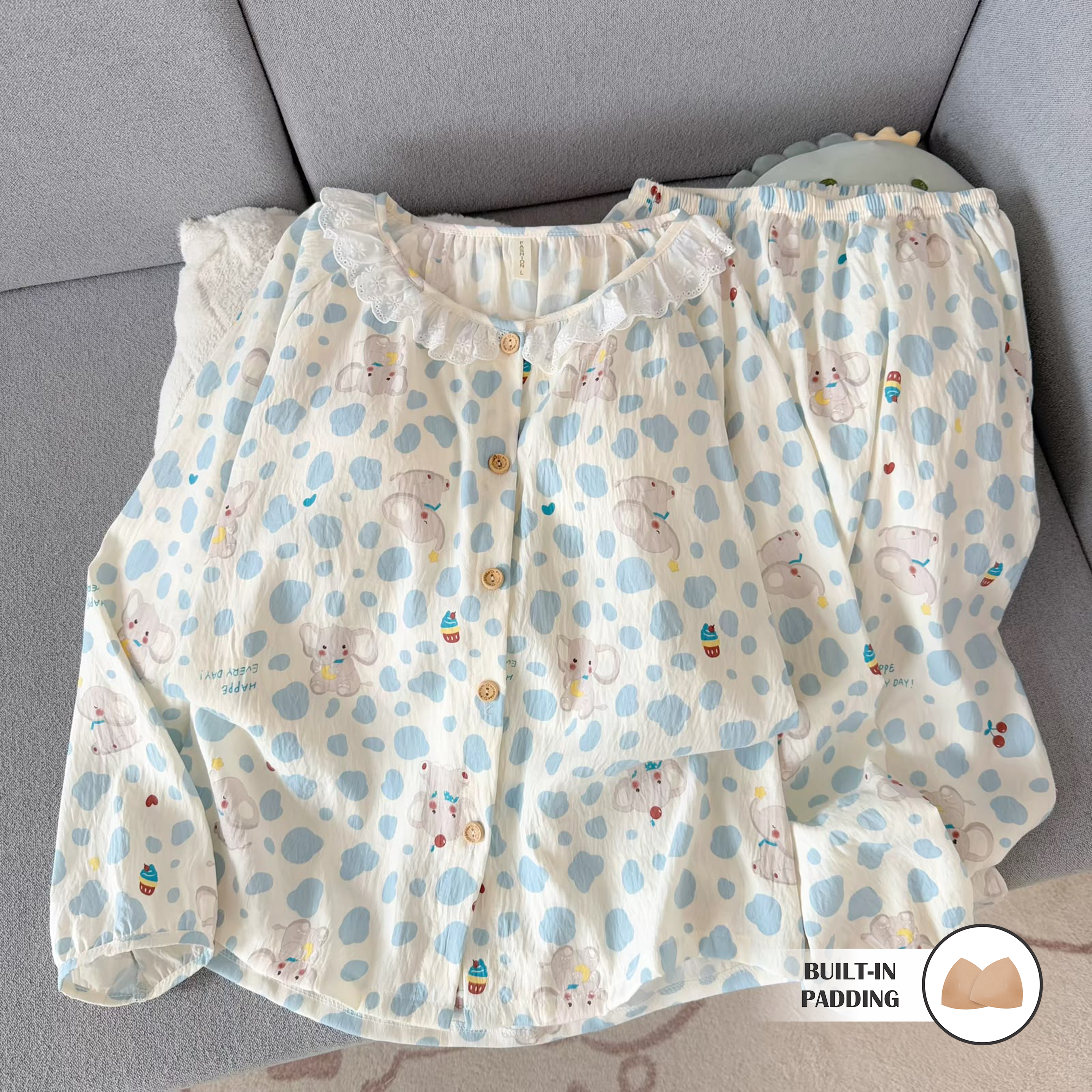 Elephant Hugs Padded Nightsuit Set