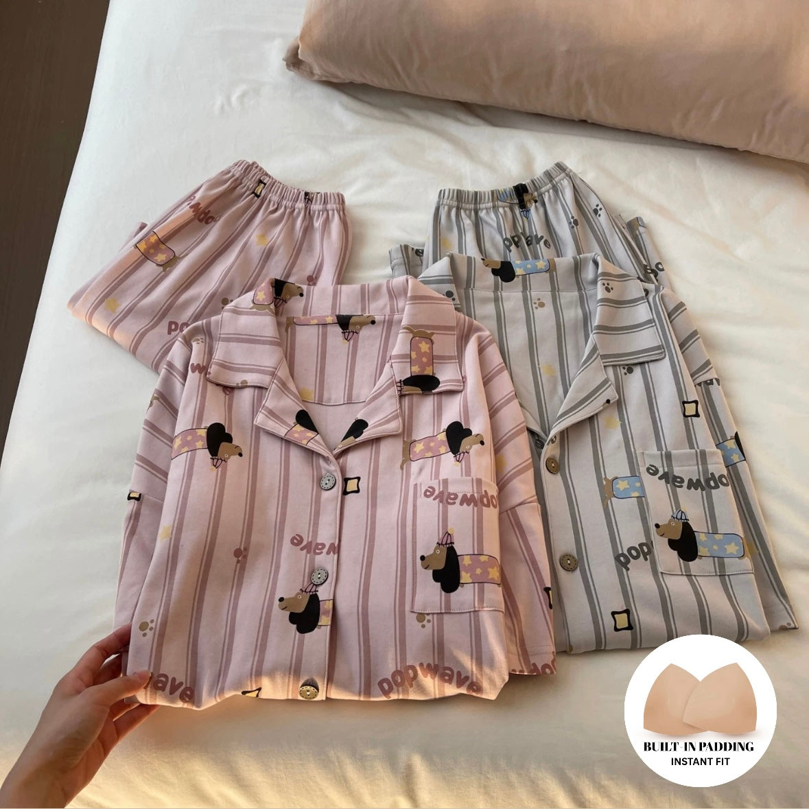Teckel Rose Padded Nightsuit Set