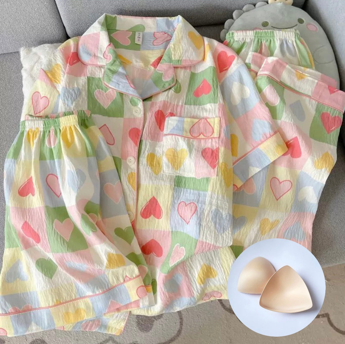 Lovey Dovey Padded Nightsuit - 3pc Set