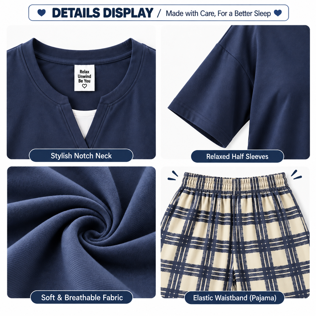 Midnight Plaid Padded Nightsuit Set