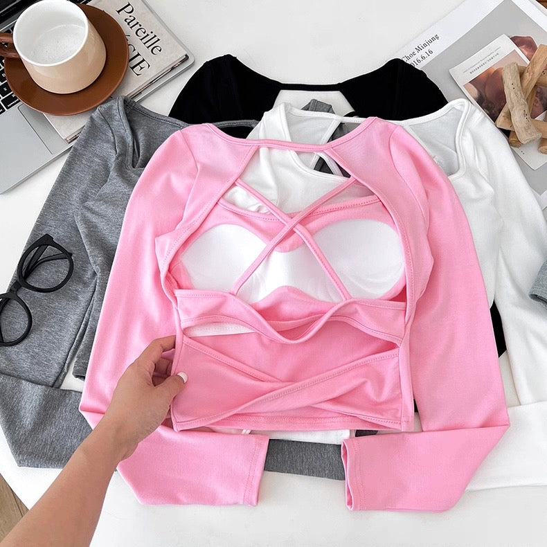 Flirty Fit Built-in Bra Full Sleeves Top