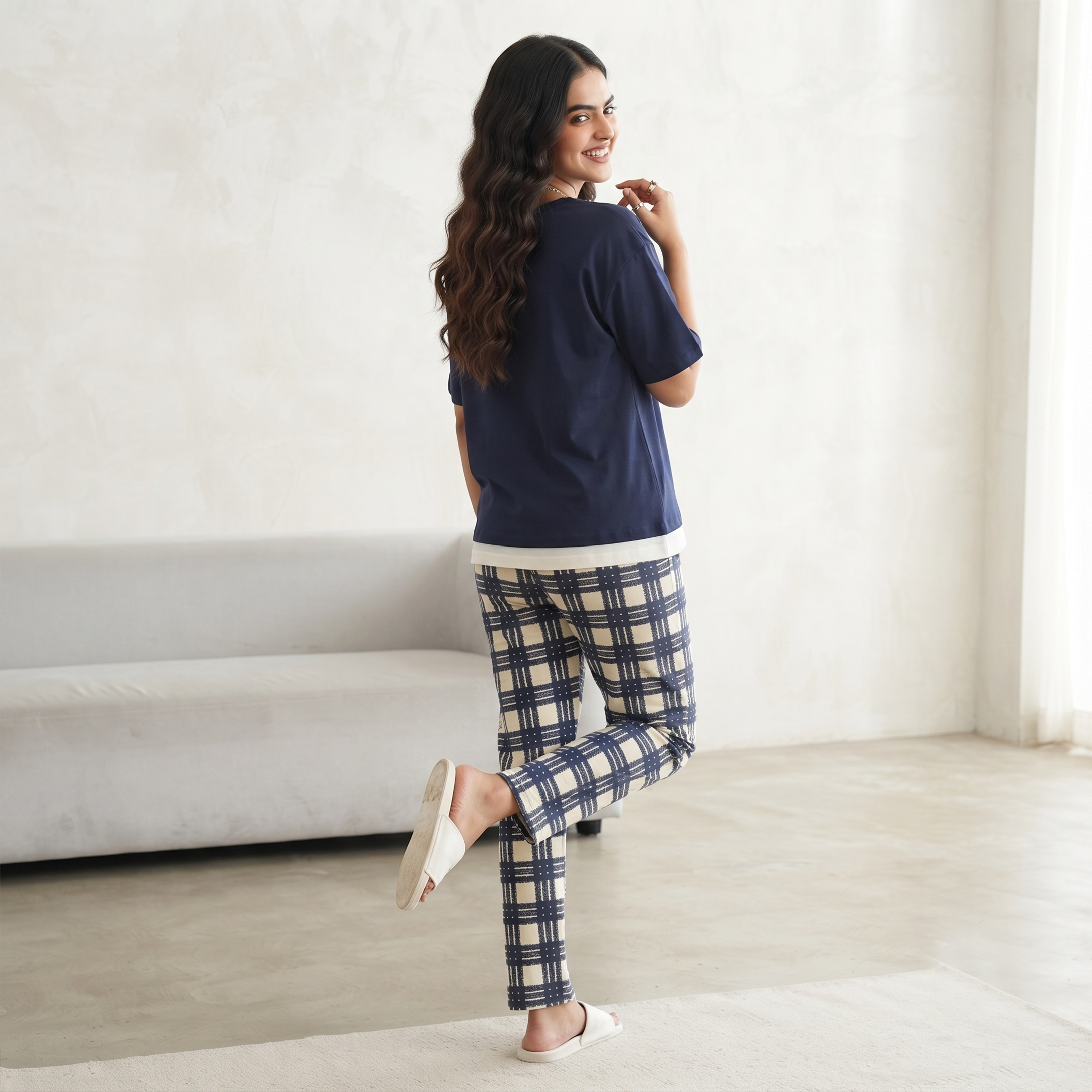 Midnight Plaid Padded Nightsuit Set