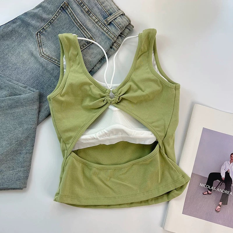 Mandala Back Ring Built-In Bra Top