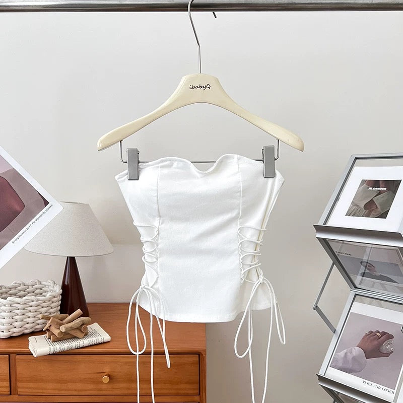 Side Cinch Built-in Bra Tube Top