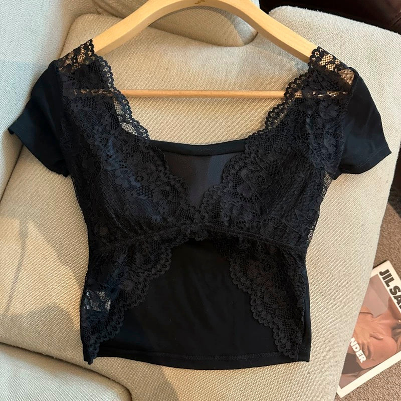 Butterfly Open-Back Lace Built-in Bra Top