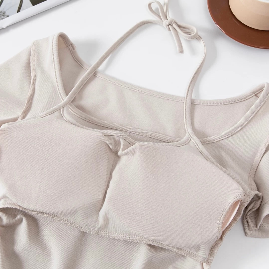 Sculpt Button Built-in Bra Top