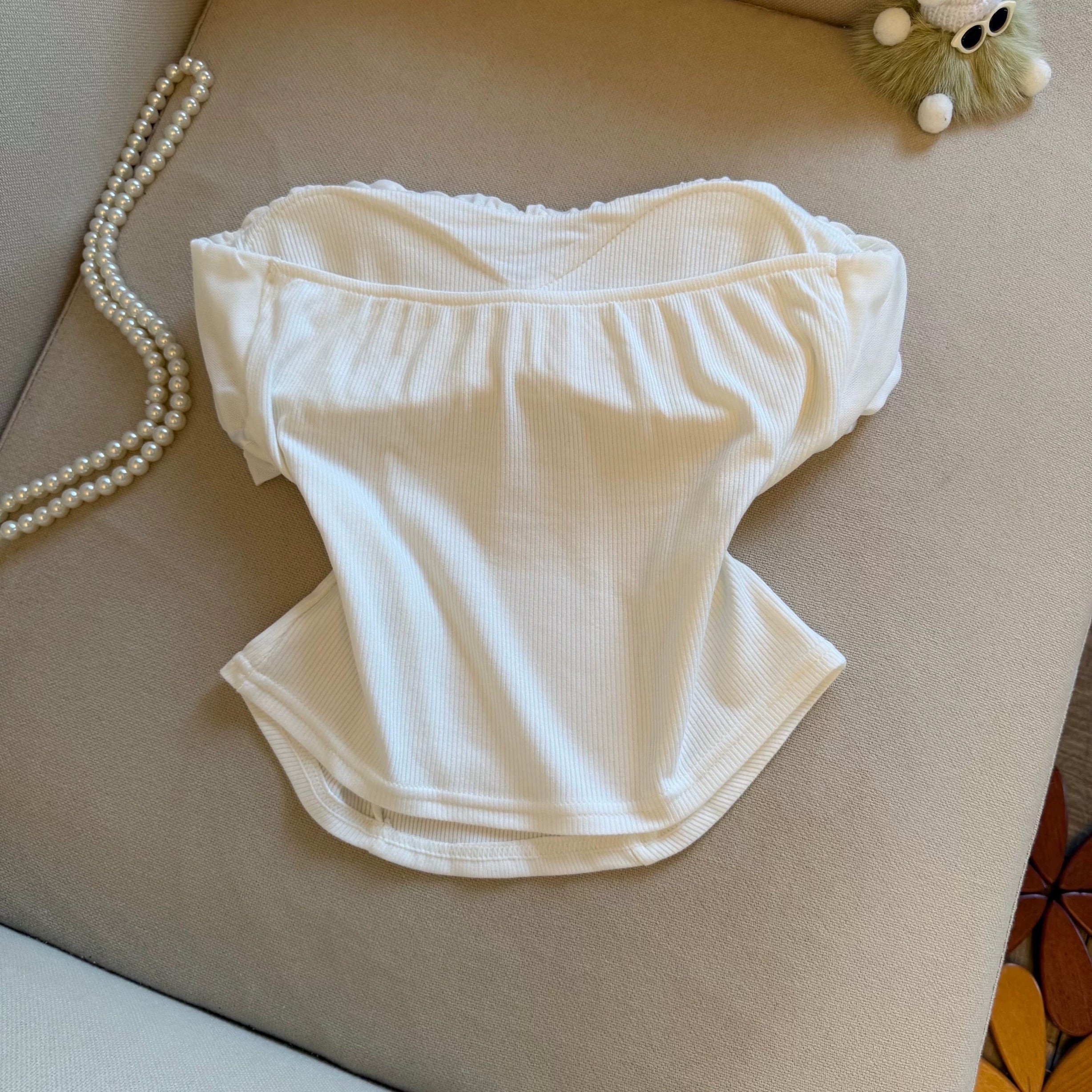 Satin Bow Built-in Bra Tube Top