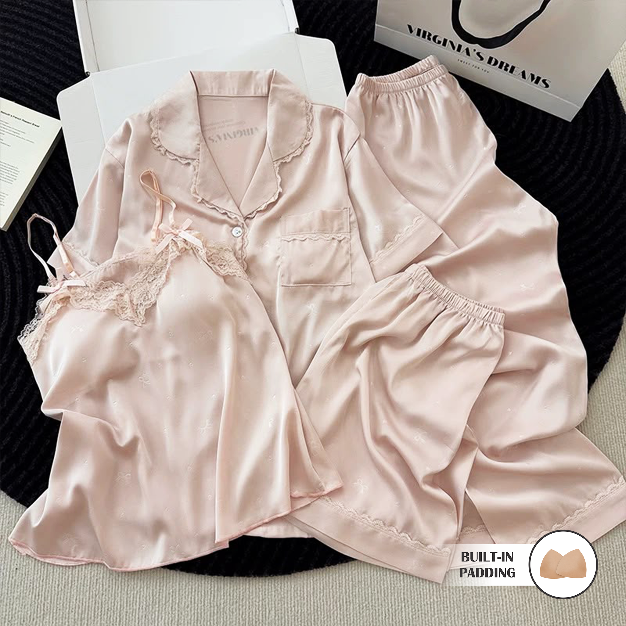 Serenade Satin Padded Nightsuit Set - 4pc Set