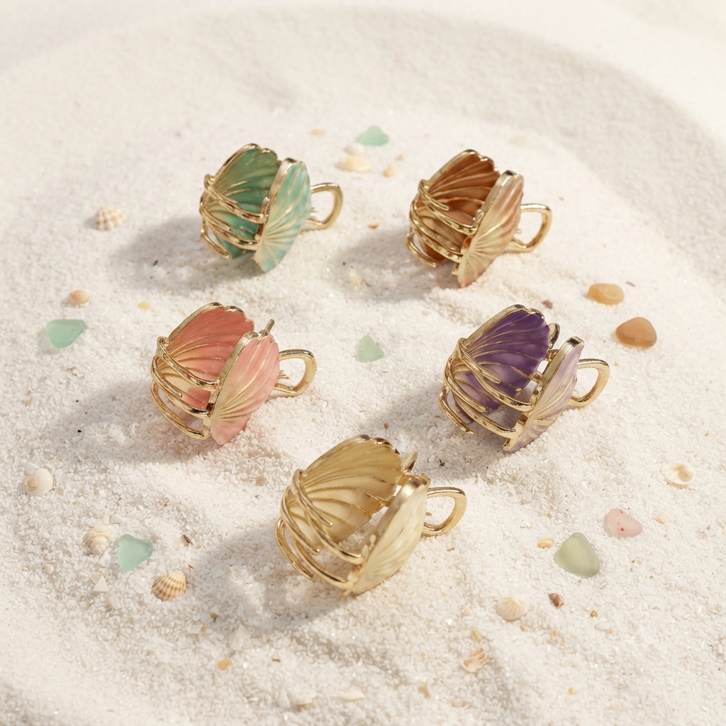 Enamel Shell Metallic Claw Clips