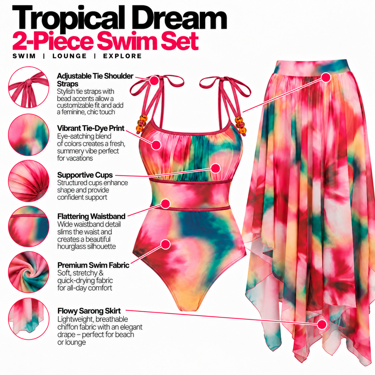 Rangrez Tie-Dye Monokini & Skirt Set