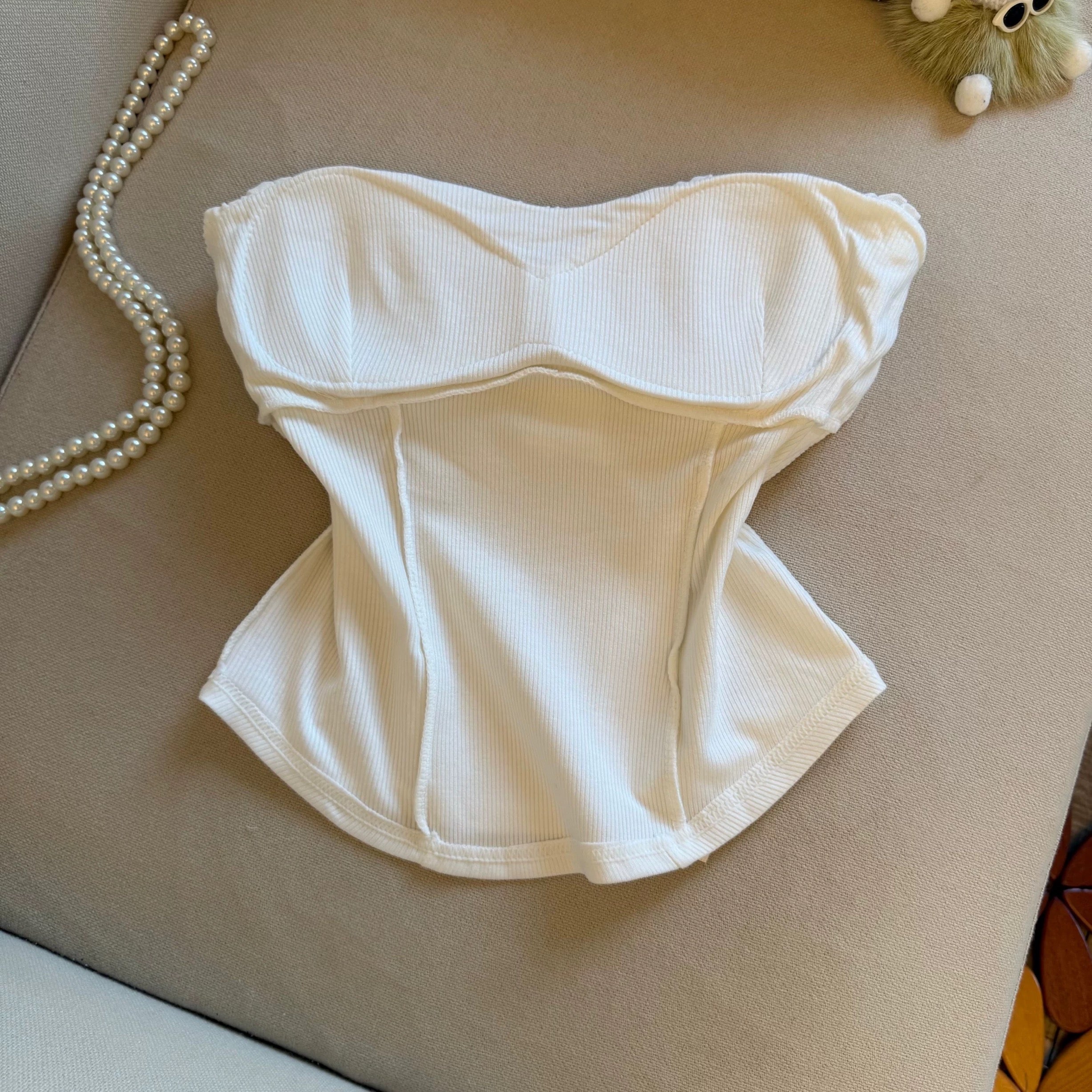 Satin Bow Built-in Bra Tube Top