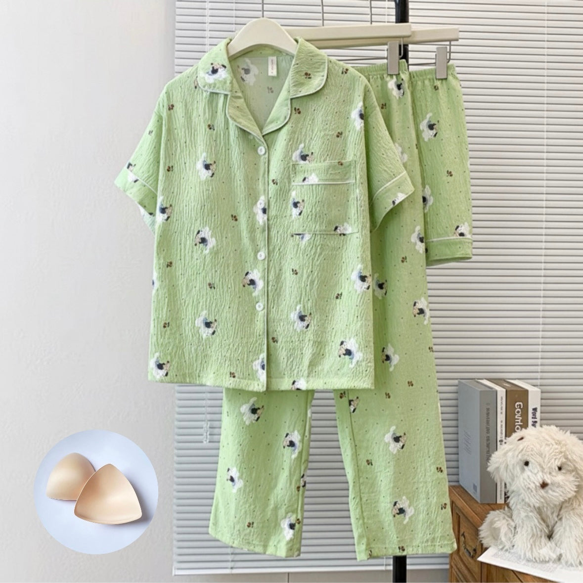 Green Puppy Tales Padded Nightsuit - 3pc Set
