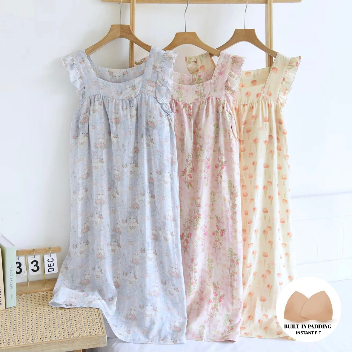 Cottage Garden Ruffle Padded Night Dress