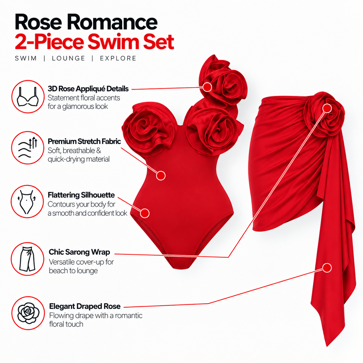 The Rosewood Gala Monokini With Skirt Set