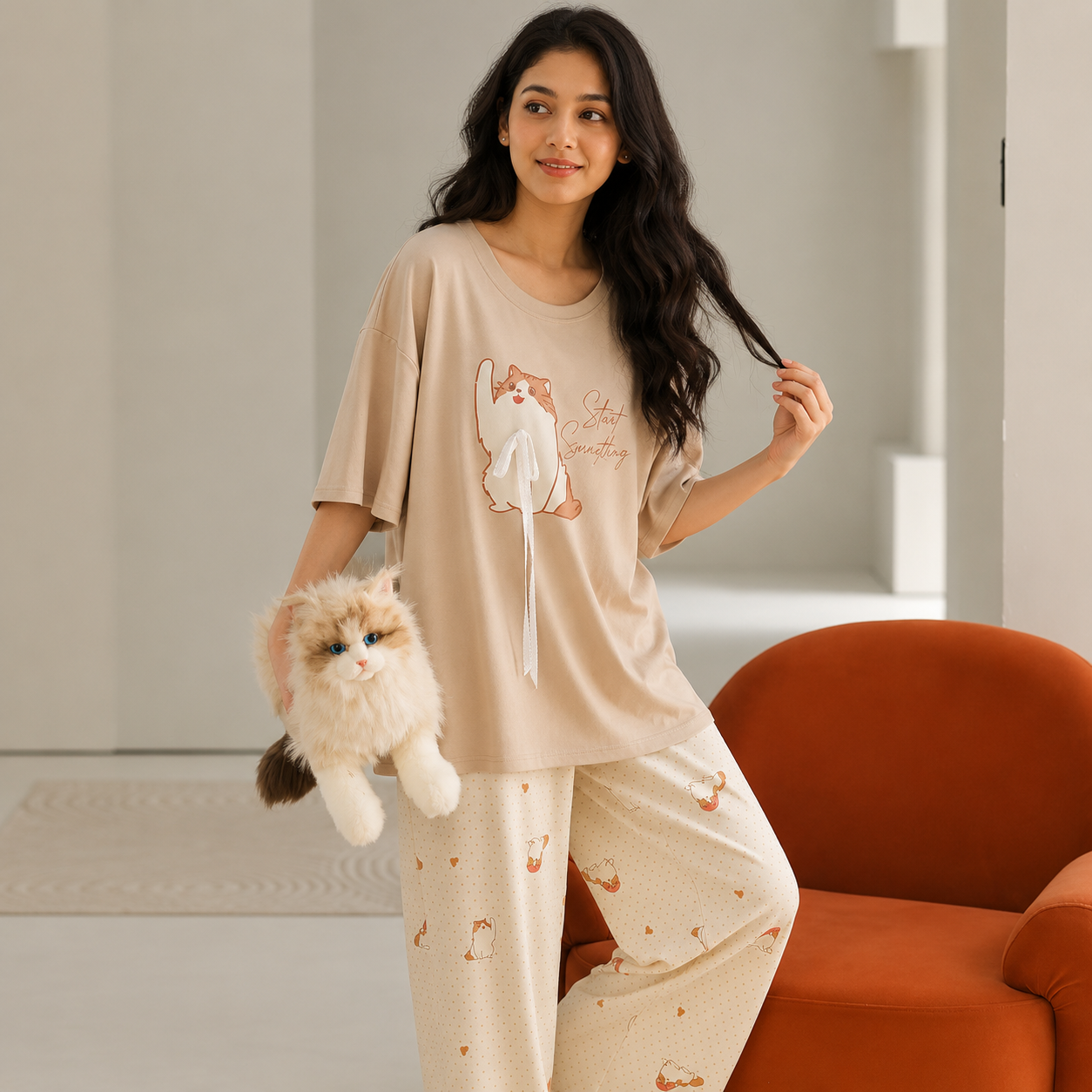 Curious Kitty Padded Nightsuit Set