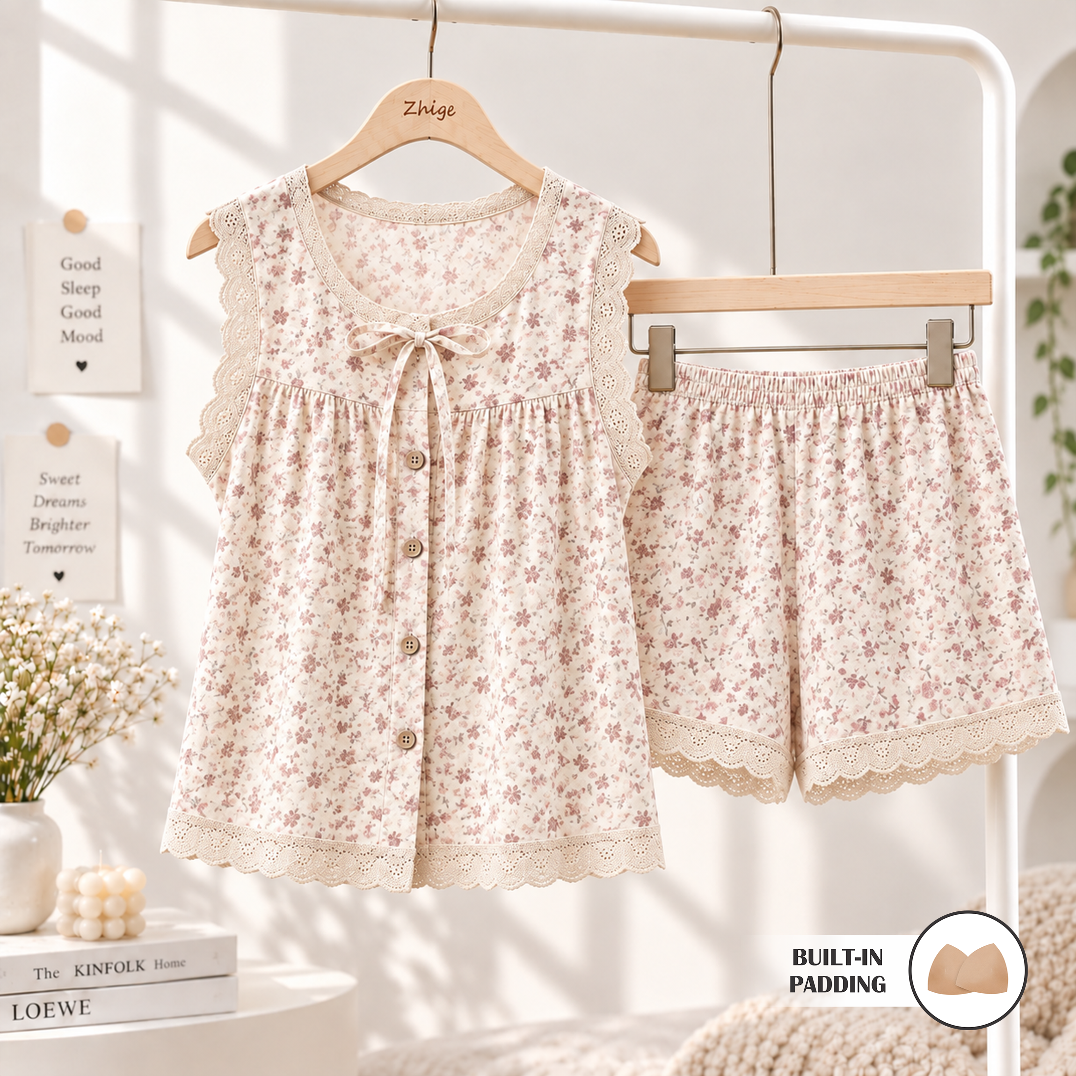Dentelle Bow Padded Nightsuit Set