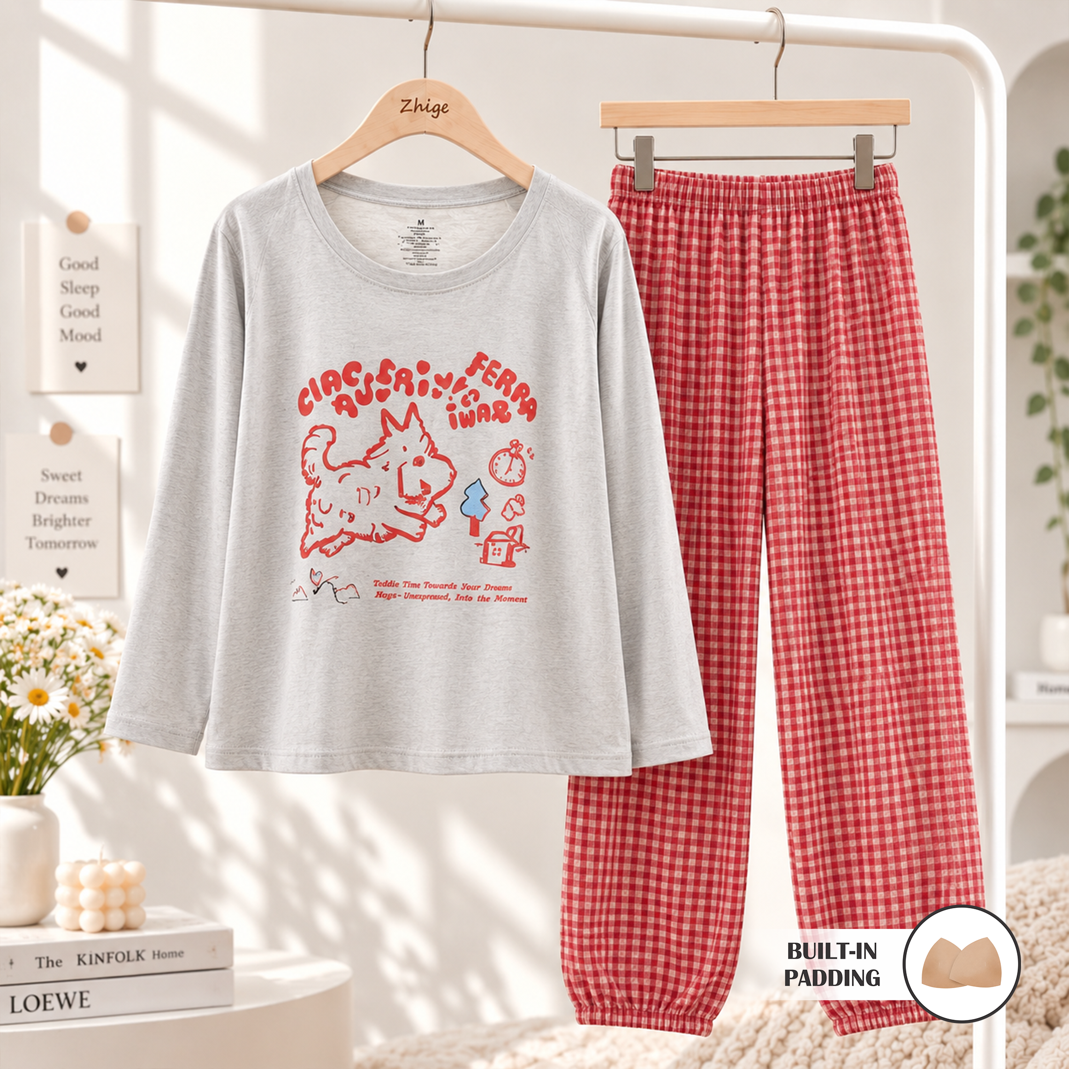 Cranberry Checks Padded Nightsuit Set