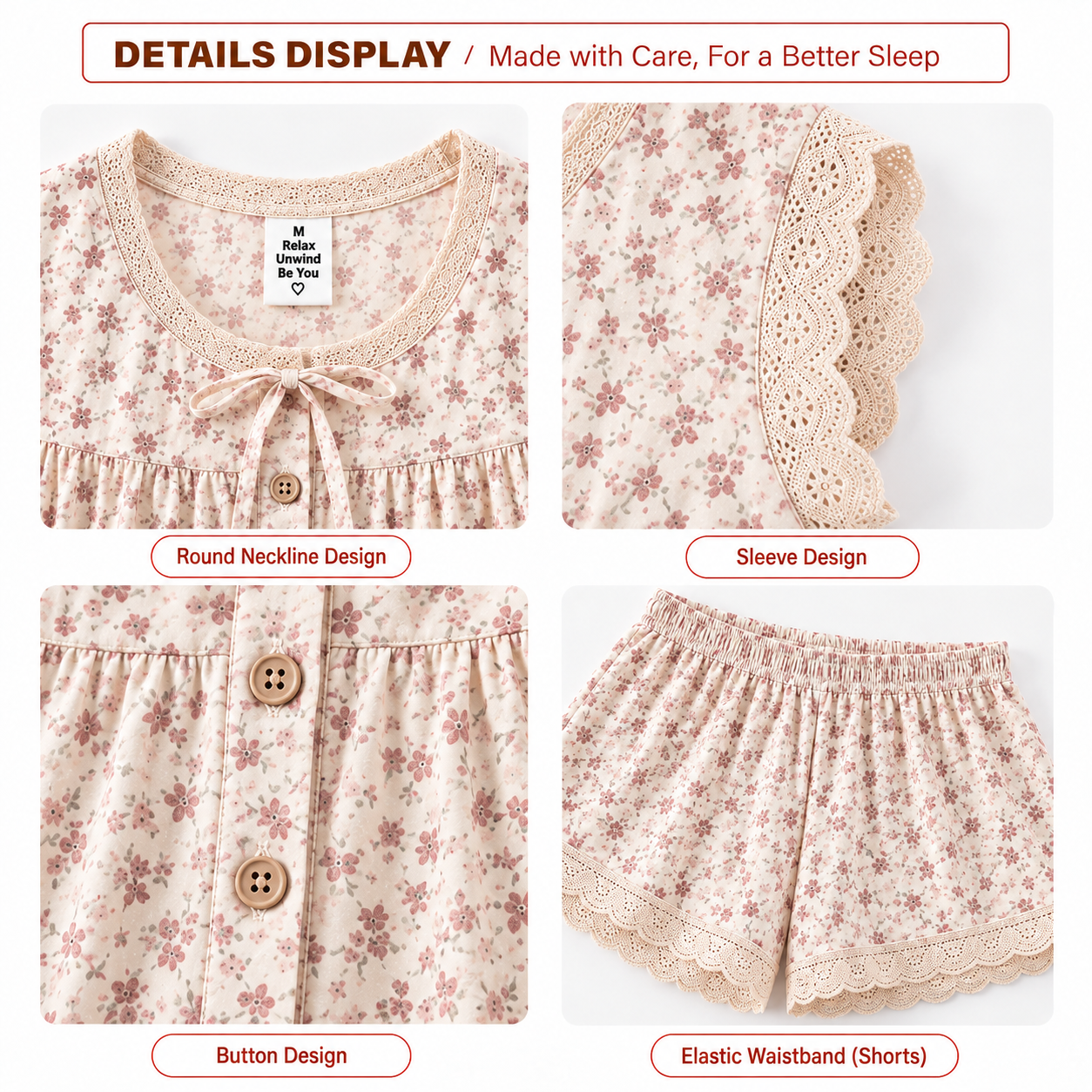 Dentelle Bow Padded Nightsuit Set