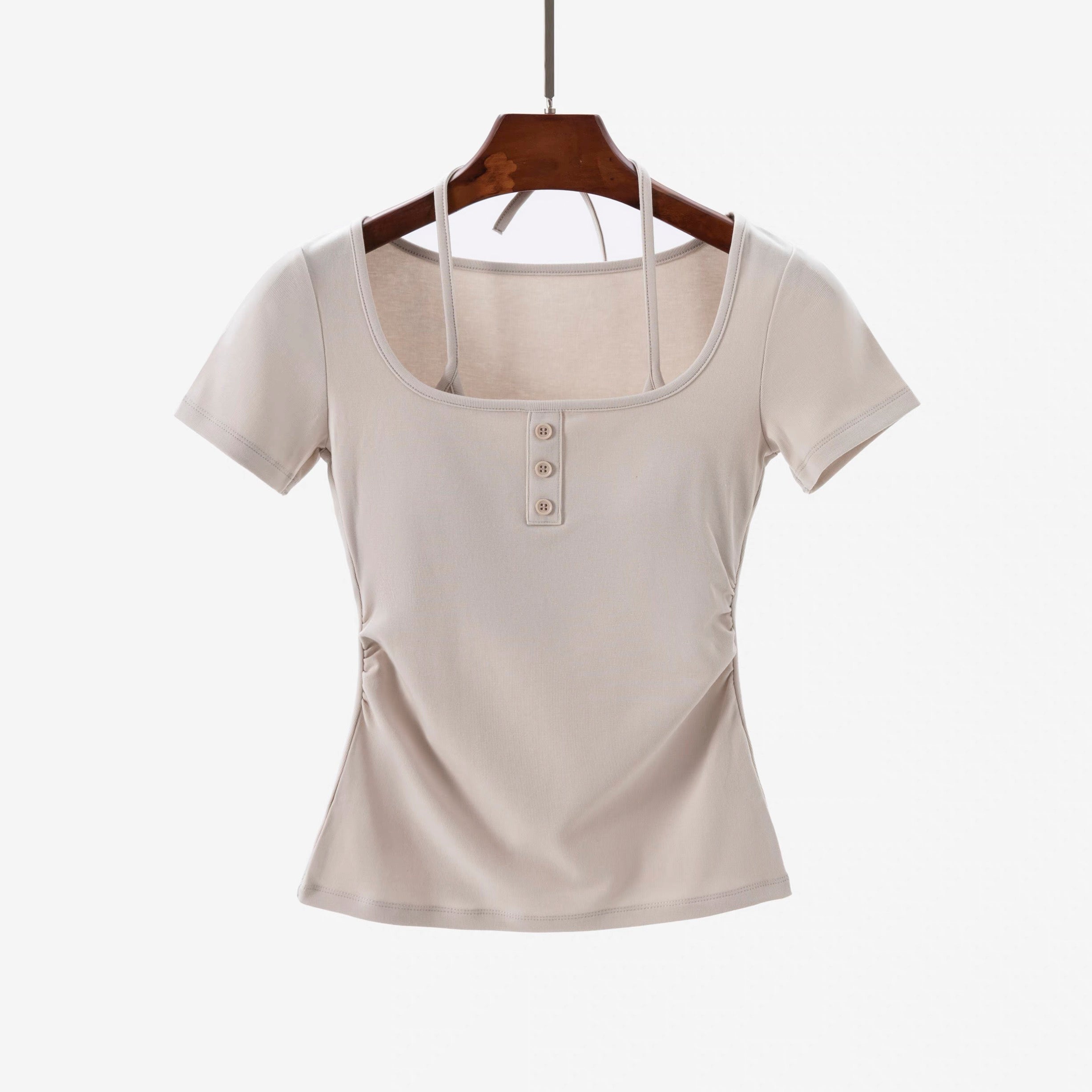 Sculpt Button Built-in Bra Top