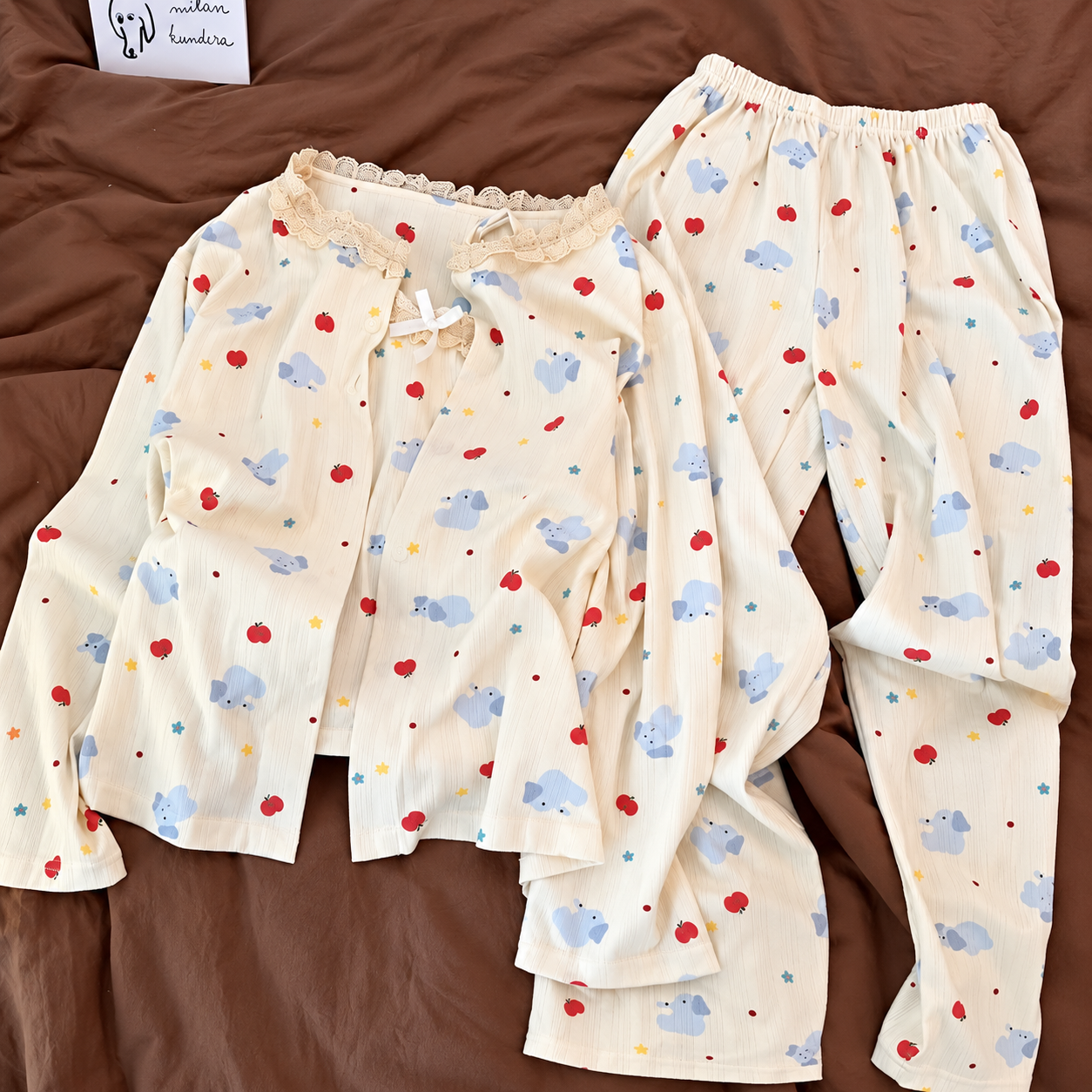 Bambi Cherry Padded Nightsuit - 3pc Set