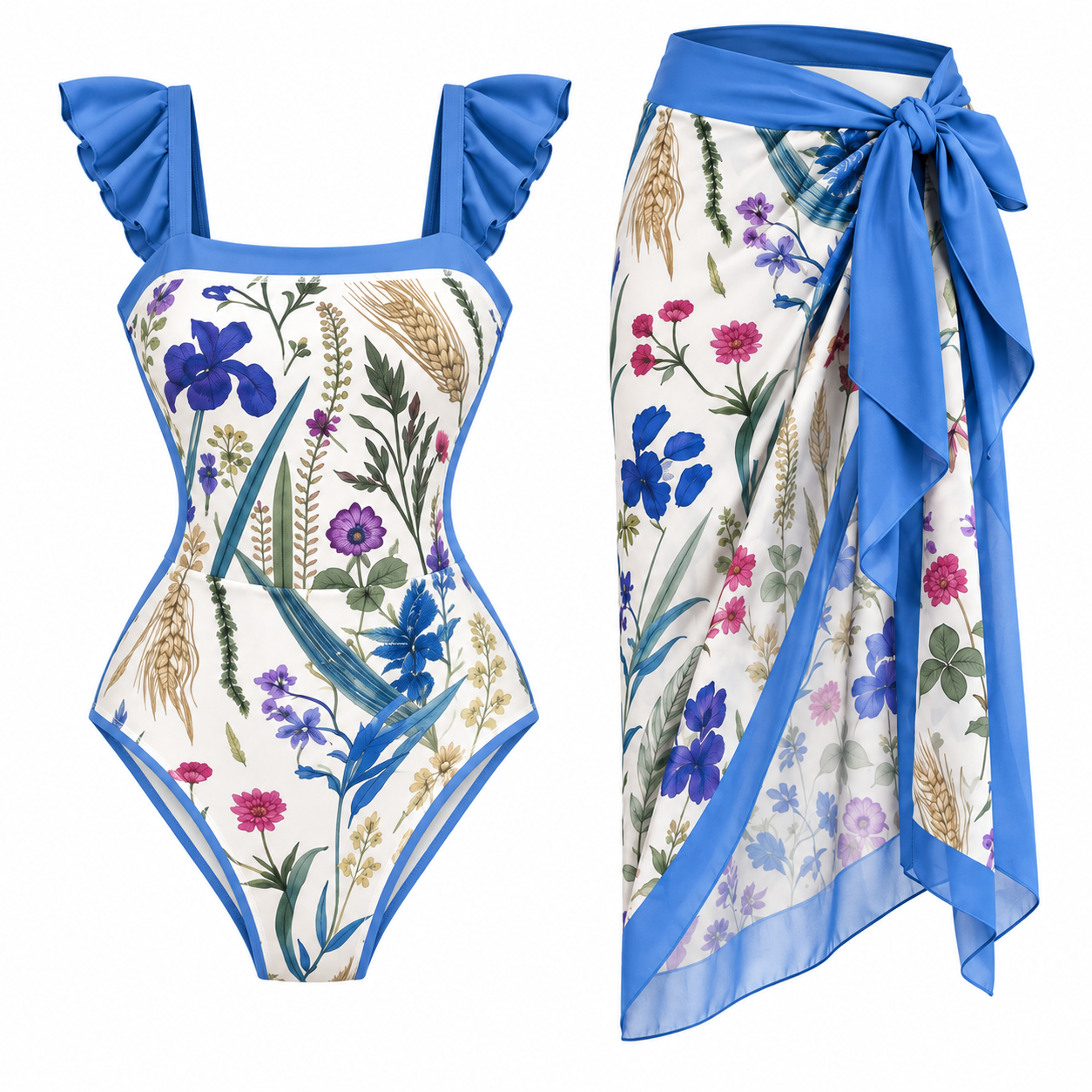 Zanvin Floral Bikini and Sarong Set