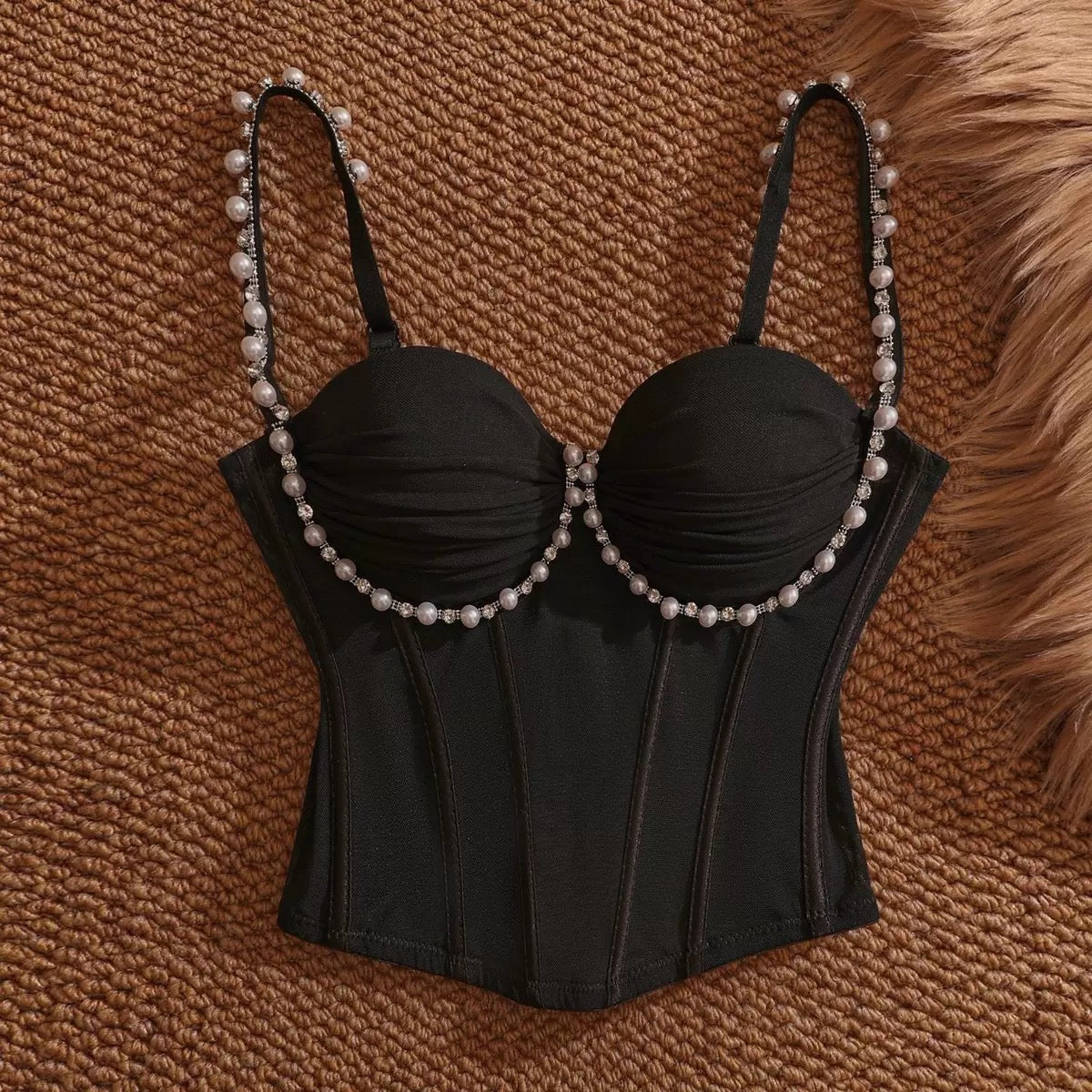 Midnight Peral Corset Padded Top