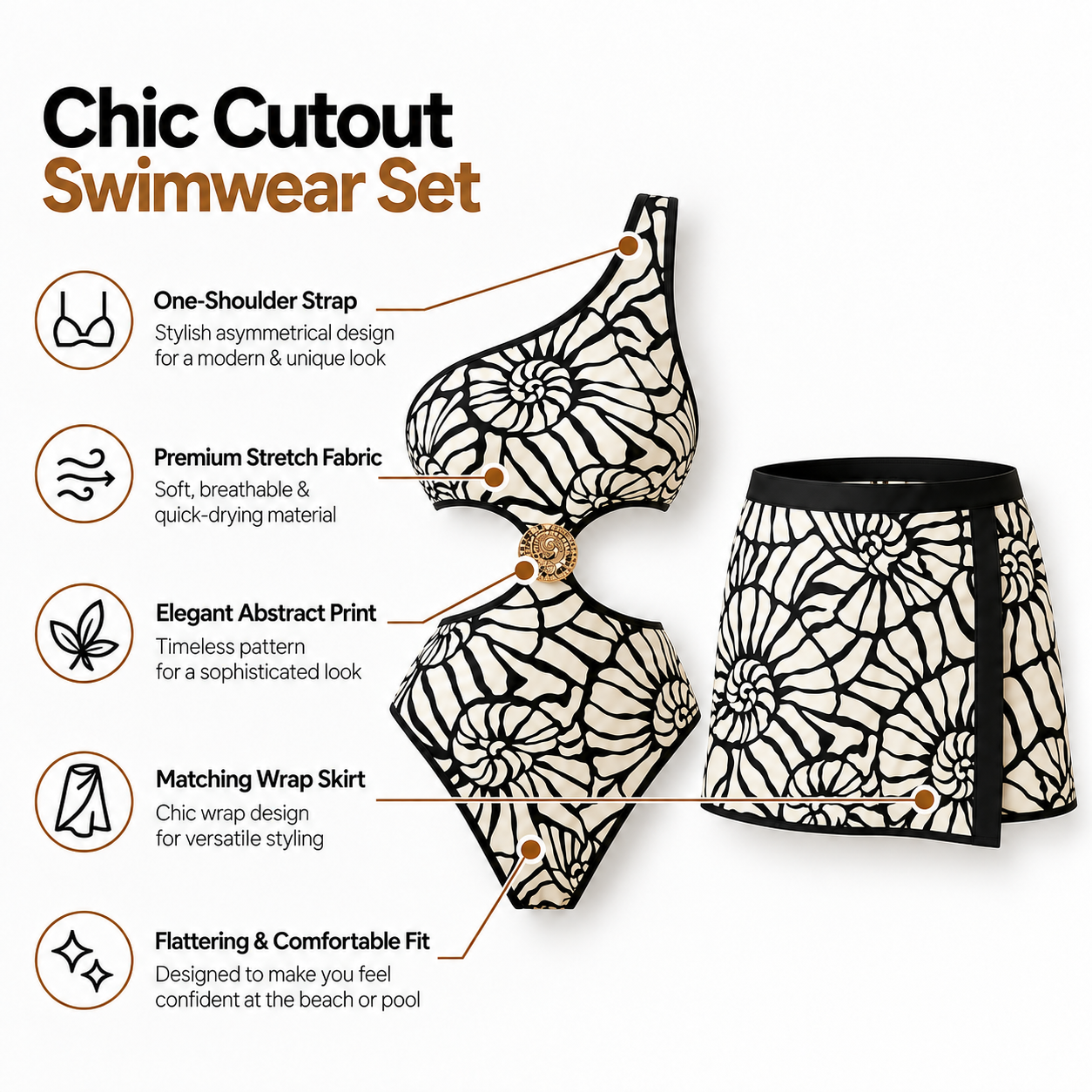 Zebra Shell Monokini With Skirt Set