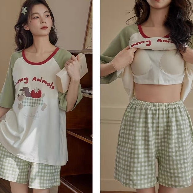 Bichon Summer Checks Padded Nightsuit Set