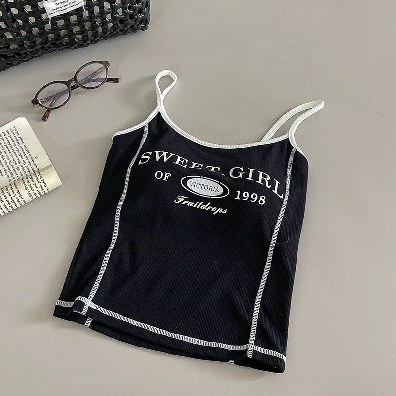 Retro Graphic Built-In Bra Tank Top