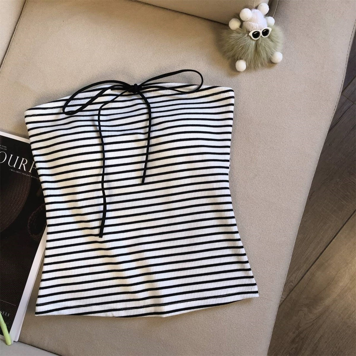 Nautical Stripe Built-in Bra Tube Top