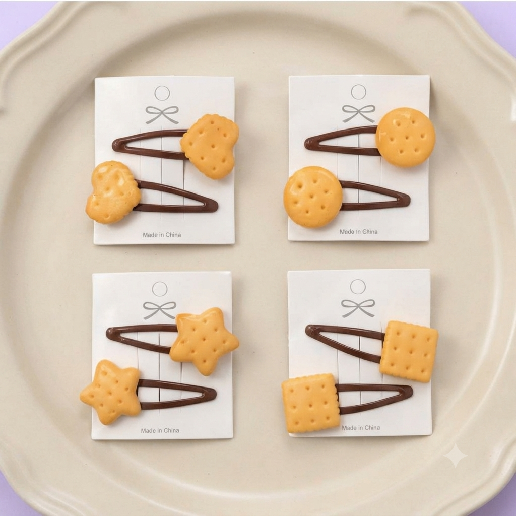 Biscuit Bites Hair Clip - Set Of 4