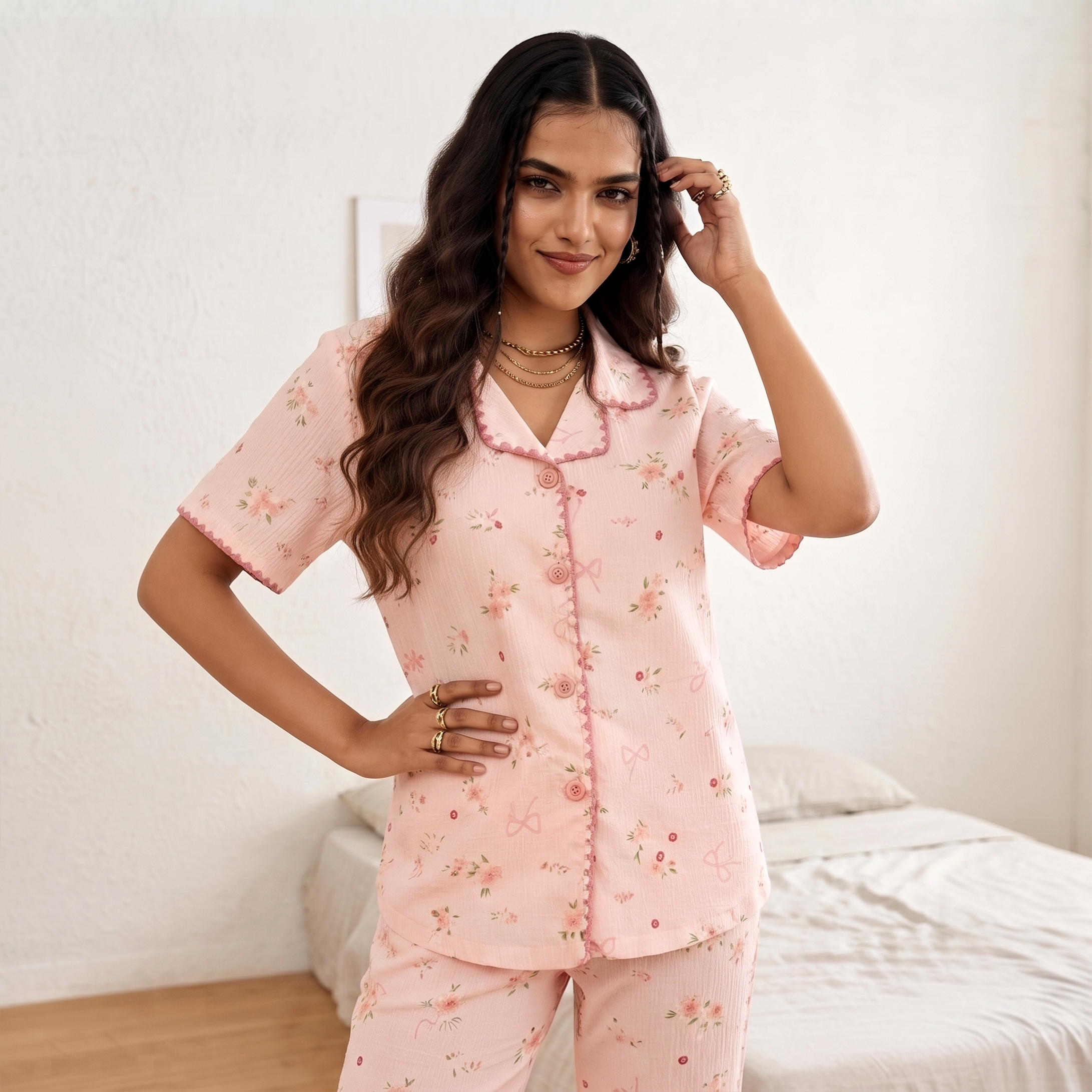 Blossom Dream Padded Nightsuit - 3pc set