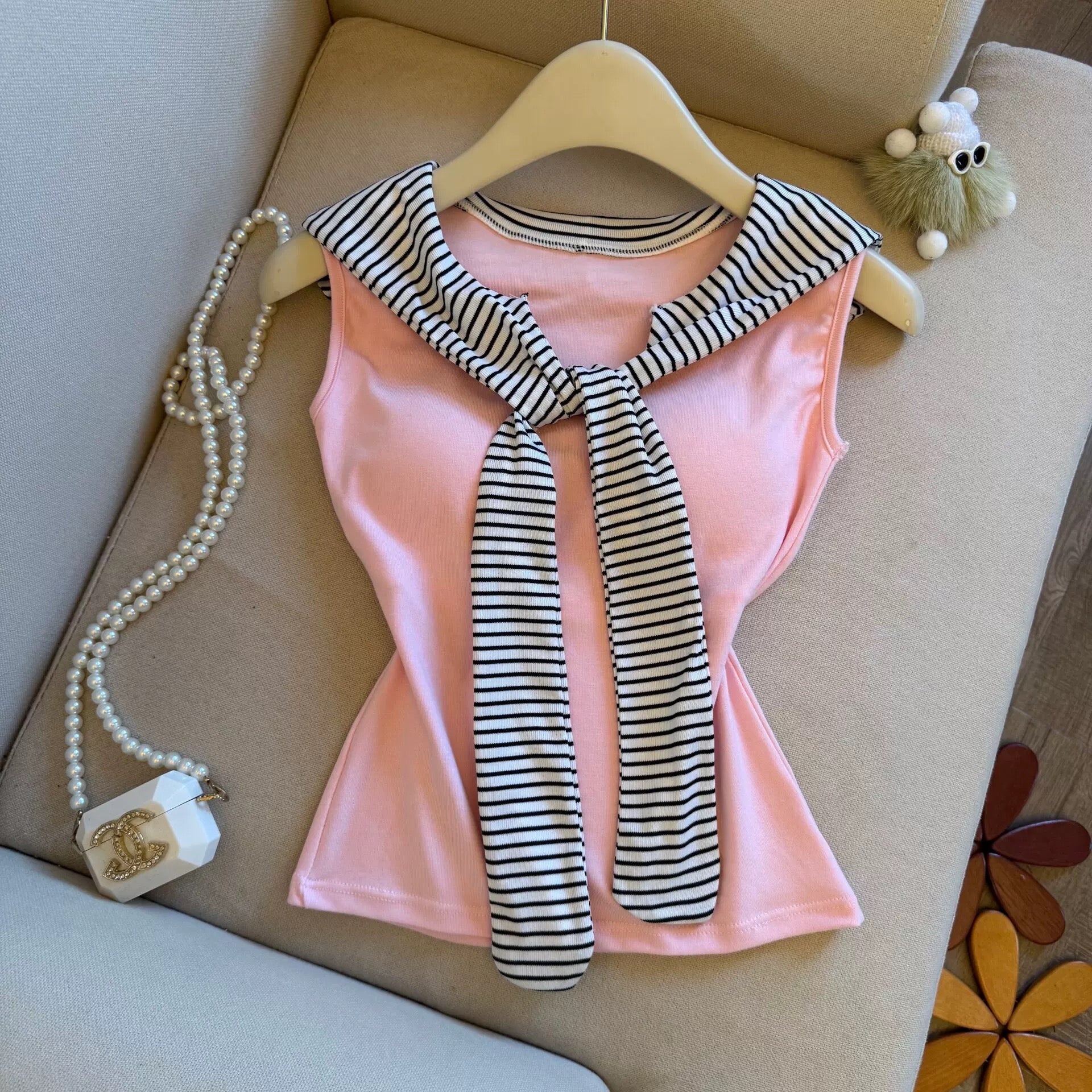 Sailor Chic Built-in Bra Top